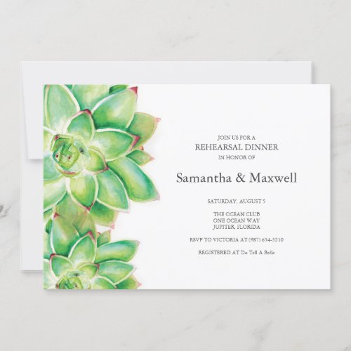 REHEARSAL DINNER Invitation Watercolor Succulent  Invitation