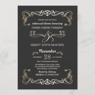 Rehearsal Dinner Invitations Art Deco Gold