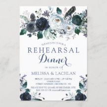 Rehearsal Dinner Invitations Navy Peonies Wedding