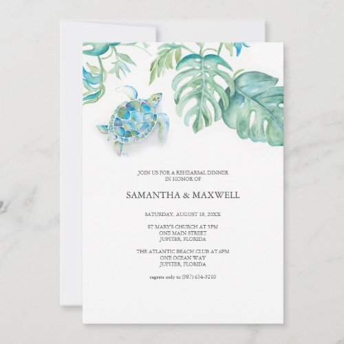 Rehearsal Dinner Invitations Watercolor Beach