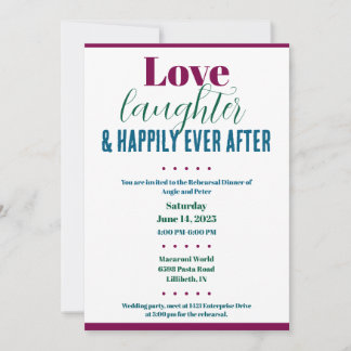 Rehearsal Dinner Love, Laugher, Happily Ever After Invitation