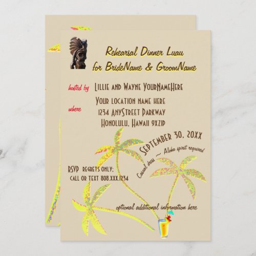 Rehearsal Dinner Luau Palm Trees Invitation