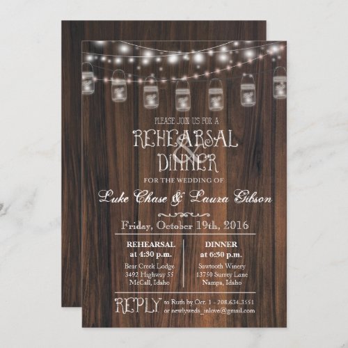 Rehearsal Dinner Mason Jar Lights Invitation