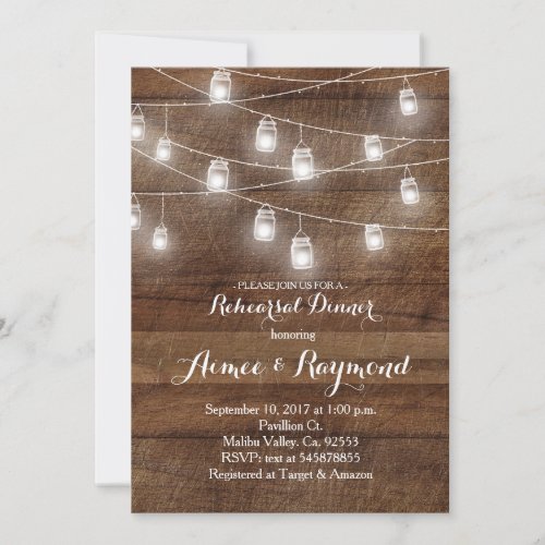 Rehearsal Dinner Mason Jar String Light Invitation