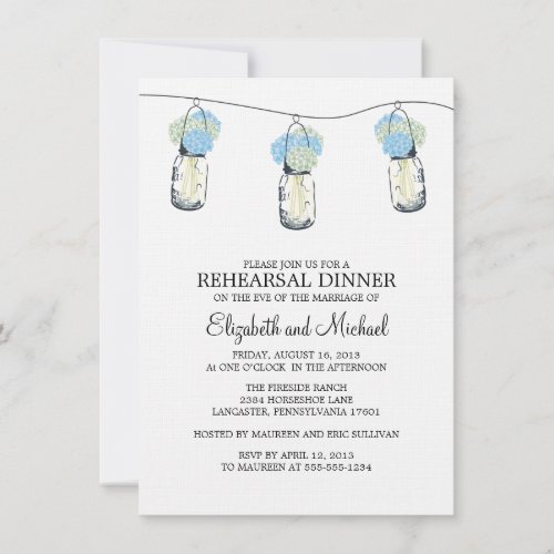 Rehearsal Dinner Mason Jar Wildflowers Invitation