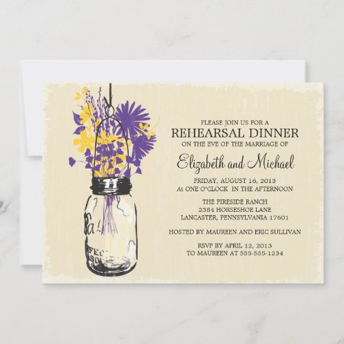 Rehearsal Dinner Mason Jar Wildflowers Card