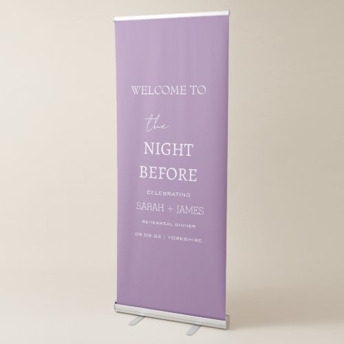 Rehearsal Dinner Minimalist Lavender Welcome  Retractable Banner