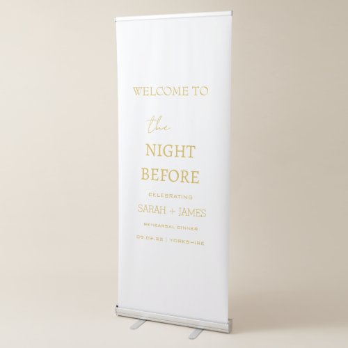 Rehearsal Dinner Minimalist White Gold Welcome  Retractable Banner