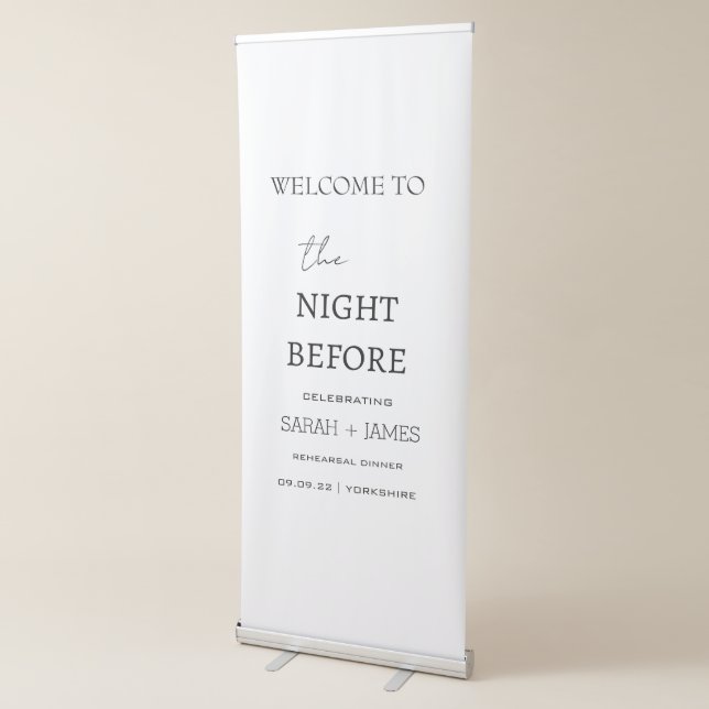 Rehearsal Dinner Minimalist White Welcome Sign  (3/4)
