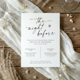 Rehearsal Dinner Modern Black & White Handwriting Invitation