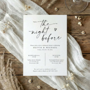 Rehearsal Dinner Modern Black & White Handwriting Invitation