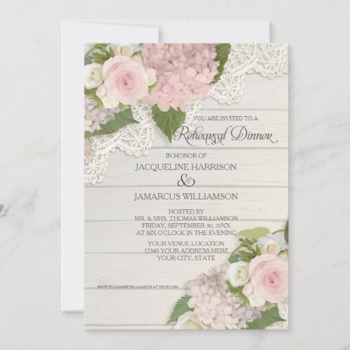 Rehearsal Dinner Modern Rustic Country Floral Rose Invitation