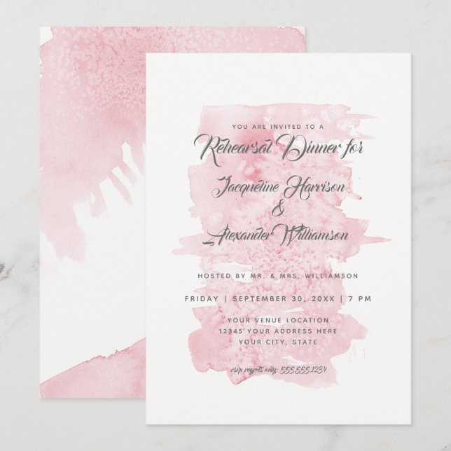 Rehearsal Dinner Modern Simple Watercolor Wash Invitation (Front/Back)