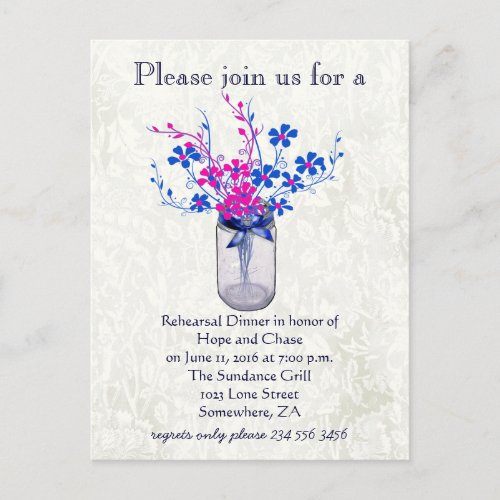 Rehearsal Dinner Mustard Heart Leaf Tree Invitation Postcard