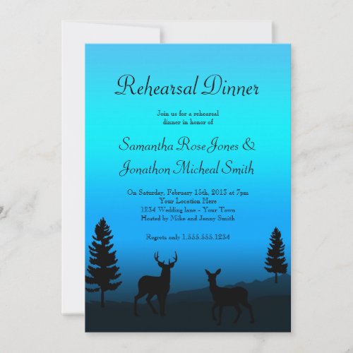 Rehearsal Dinner Nature Mountain Dusk Blue Invite