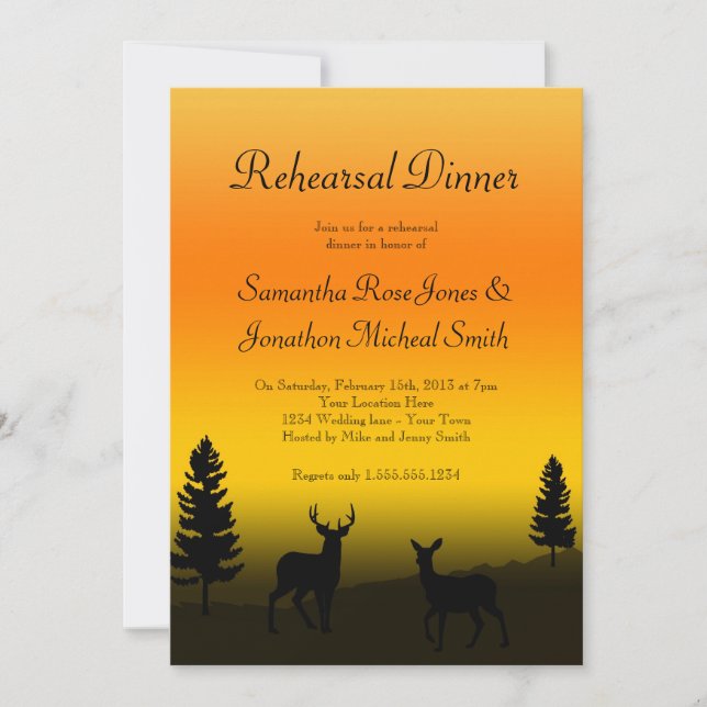 Rehearsal Dinner Nature Mountain Sunset Orange Invitation (Front)