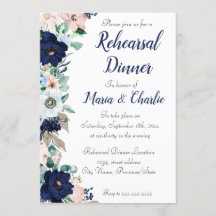 Rehearsal Dinner navy blue Elegant Florals