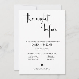 Rehearsal Dinner, Night Before Invitation