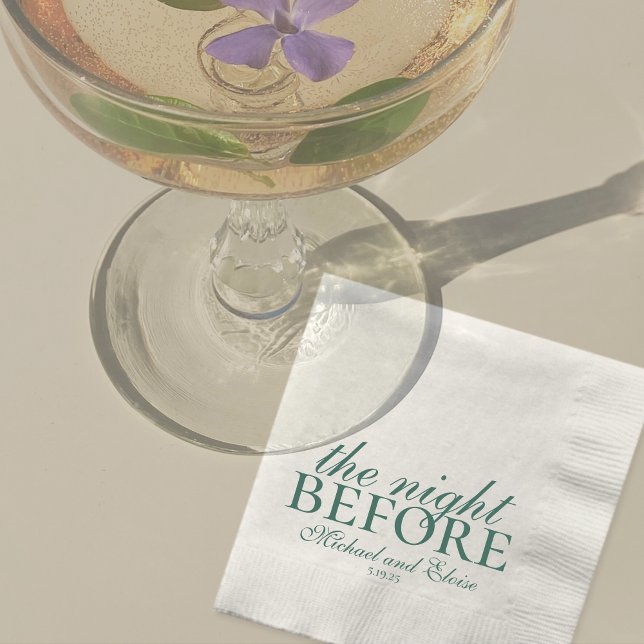 Rehearsal Dinner Night Before Sage Green Wedding Napkins (Modern Elegant Sage Green Wedding Suite Theme with options to personalize for your special day.)