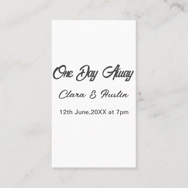 Rehearsal dinner One day away night before name da Business Card (Front)