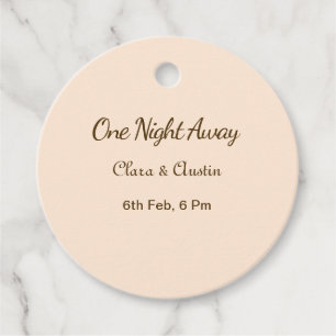 Rehearsal dinner One night away brow orange pastel Favor Tags