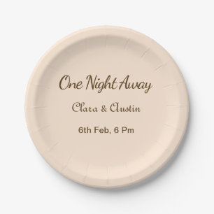 Rehearsal dinner One night away brow orange pastel Paper Plates