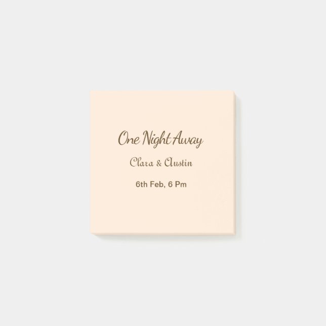 Rehearsal dinner One night away brow orange pastel Post-it Notes (Front)