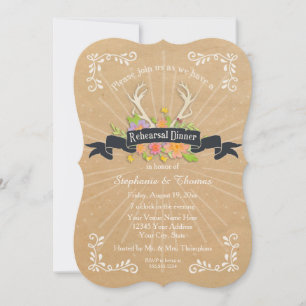 Rehearsal Dinner Party Antler Wildflower Starburst Invitation