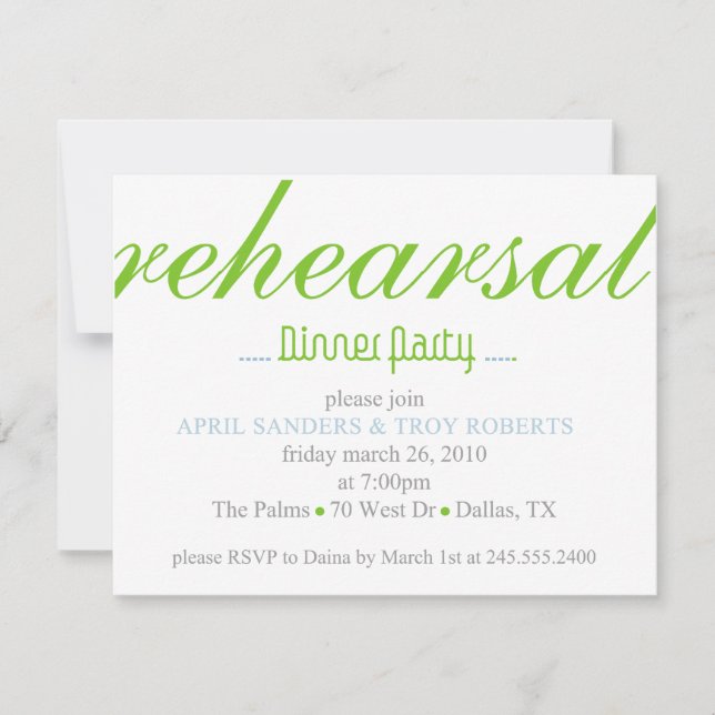 Rehearsal Dinner Party Invitation (Front)