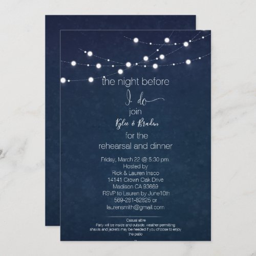 Rehearsal Dinner Party Invitations Starry Invite