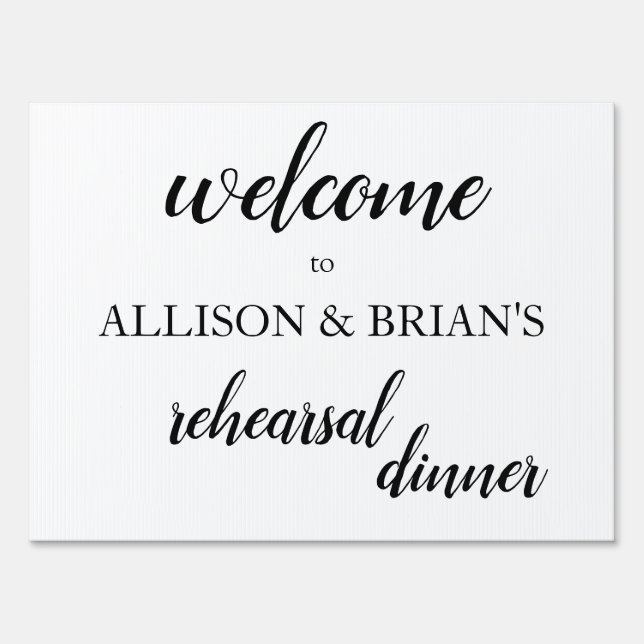Rehearsal Dinner Party Welcome Sign For Wedding  (Front)