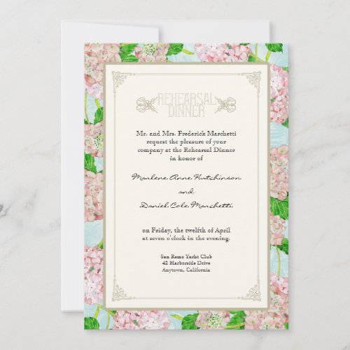Rehearsal Dinner _ Pink Hydrangea Lace Floral Invitation