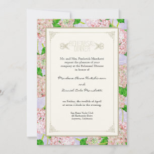 Rehearsal Dinner - Pink Hydrangea Lace Floral Invitation