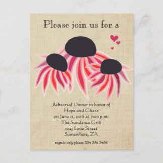 Rehearsal Dinner Pink Purple Wildflower Floral Invitation Postcard