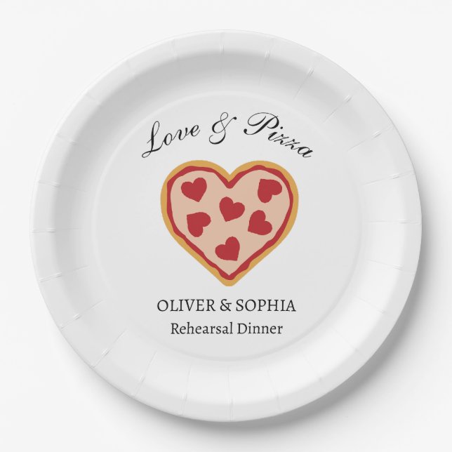 Rehearsal Dinner Pizza Party Paper Plates (Front)