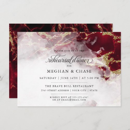 Rehearsal Dinner   Red Ruby Watercolor Geode Invitation
