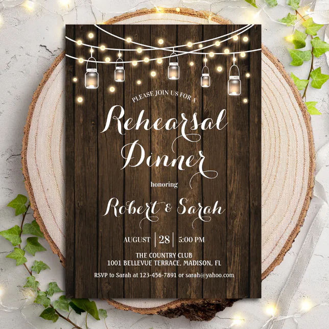 Rehearsal Dinner - Rustic Wood Invitation | Zazzle