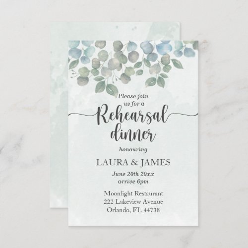 Rehearsal Dinner Sage Green Eucalyptus Invitation