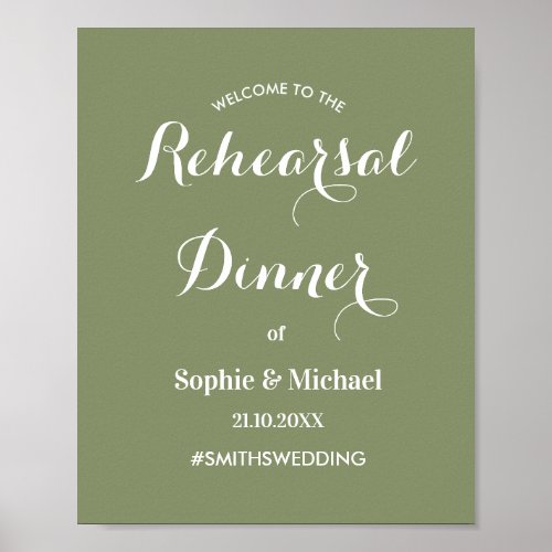Rehearsal Dinner Sage Green Welcome  Poster