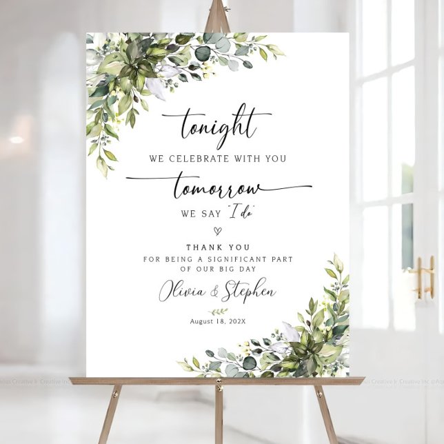 Rehearsal Dinner Sign, Greenery The night before  Foam Board (Creator Uploaded)