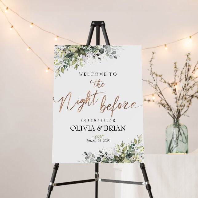 Rehearsal Dinner Sign, Rehearsal Sign, Greenery  Foam Board (In Situ (Stand))