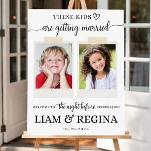 Rehearsal Dinner Sign with Childhood Photos, These