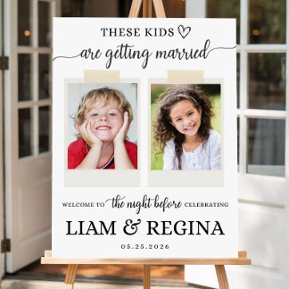 Rehearsal Dinner Sign with Childhood Photos, These