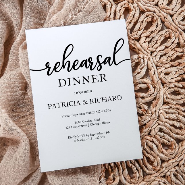 Rehearsal Dinner Simple Chic Calligraphy Invitation (Creator Uploaded)