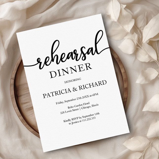 Rehearsal Dinner Simple Chic Calligraphy Invitation (Creator Uploaded)
