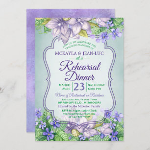 Rehearsal Dinner Spring Wedding Watercolor Violets Invitation