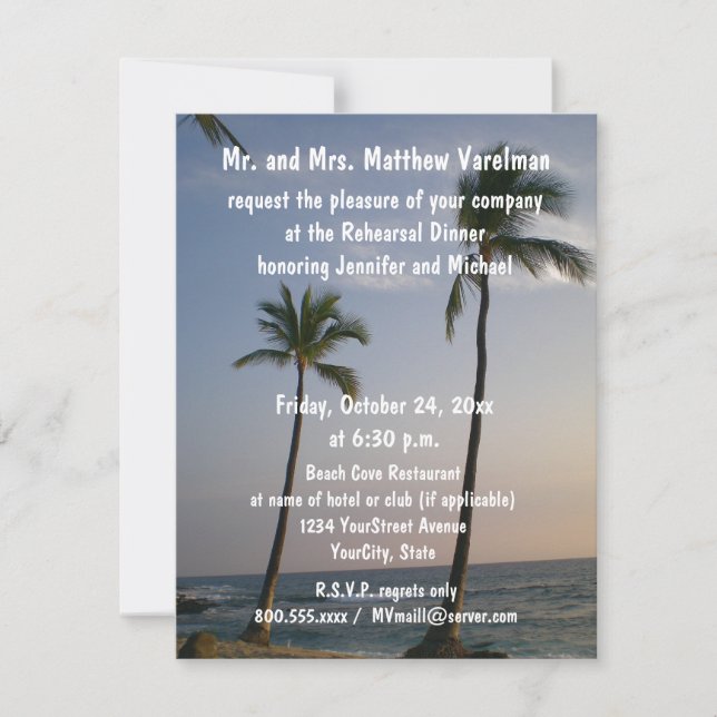 Rehearsal Dinner Sunset with Trade Winds Invitation (Front)