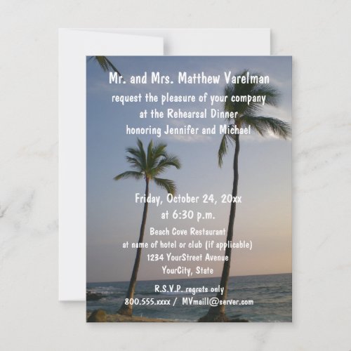 Rehearsal Dinner Sunset with Trade Winds Custom Announcements