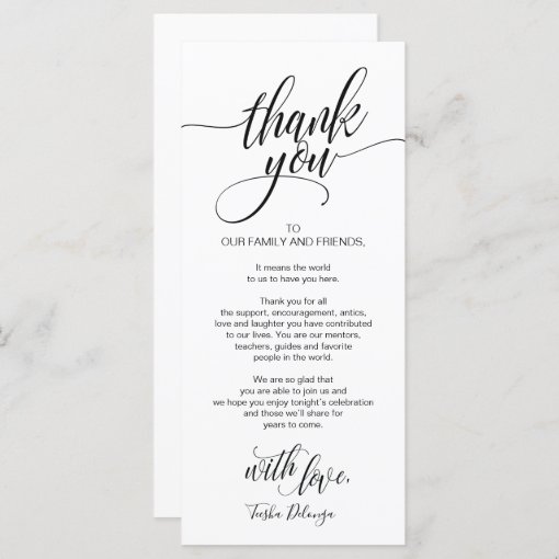 Rehearsal Dinner Thank you Place Setting Card | Zazzle