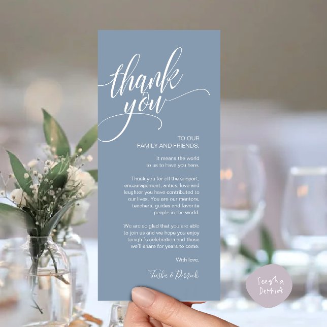 Rehearsal Dinner Thank you Place Setting Card (Rehearsal Dinner Thank you Modern Classy Place Setting Card Dusty Blue)